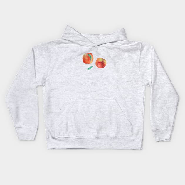 Watercolor Peaches Kids Hoodie by BiblioartsbyEmma